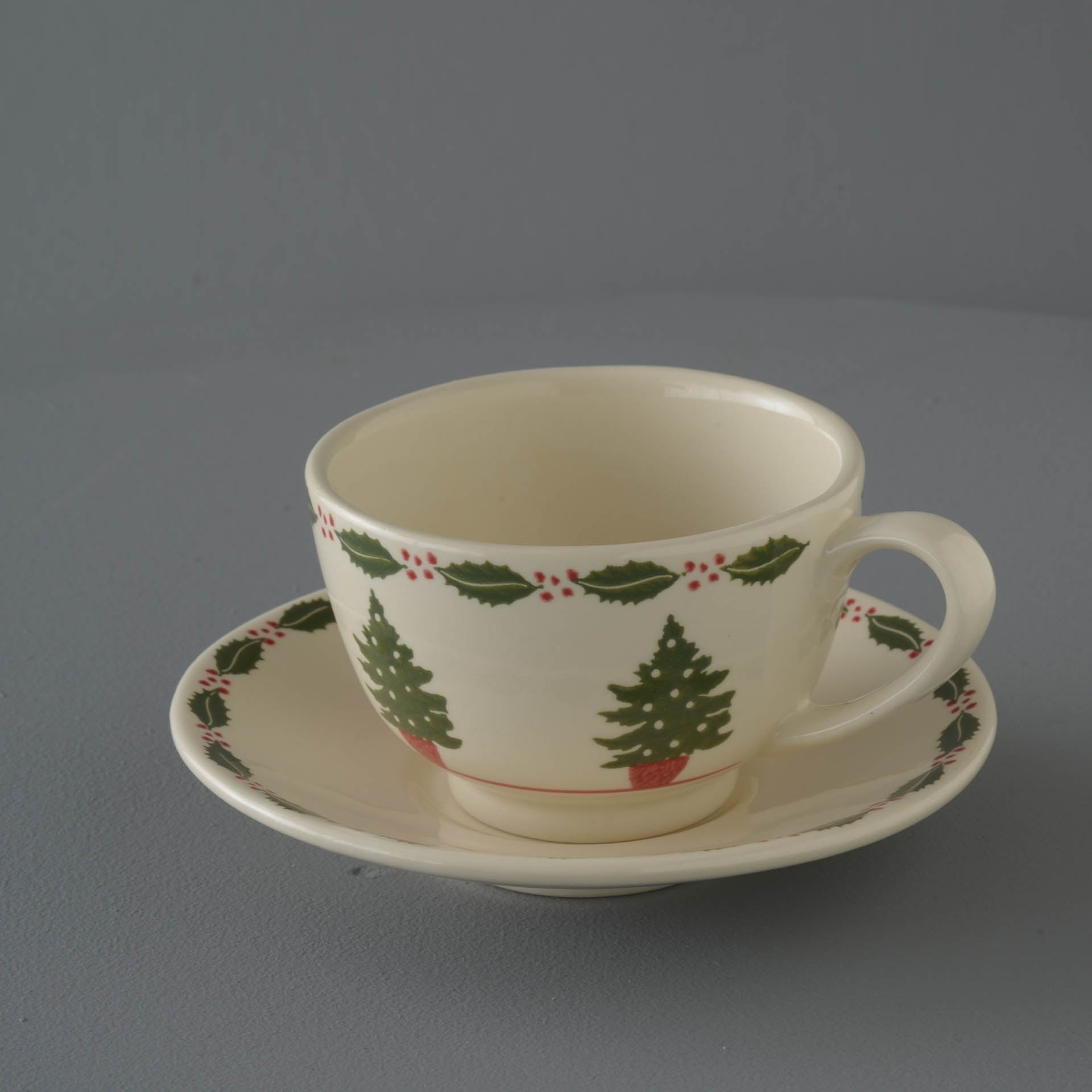 Christmas Tree Cup & Saucer - Breakfast Size