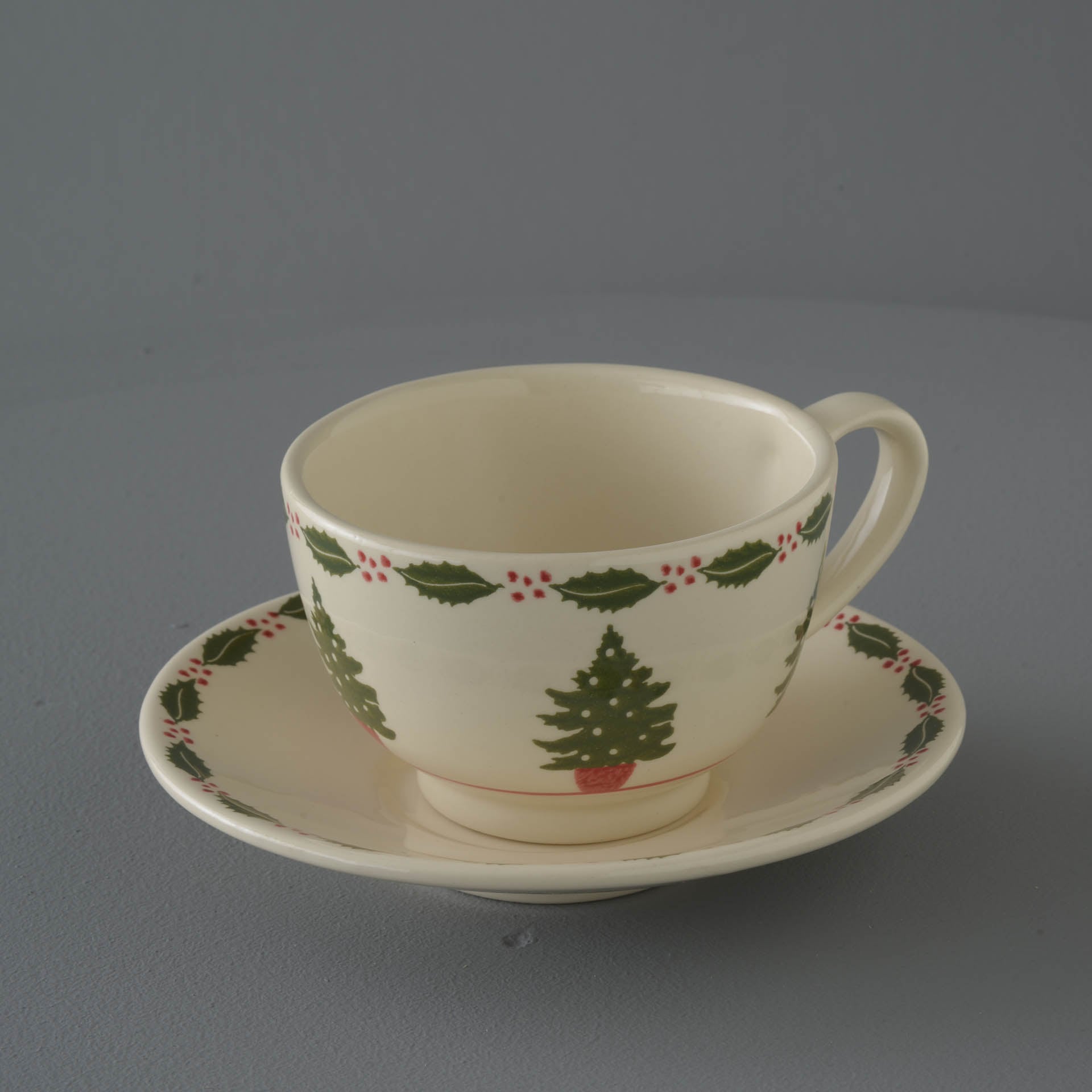 Christmas Tree Cup & Saucer - Breakfast Size