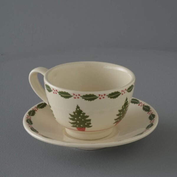 Christmas Tree Cup & Saucer - Breakfast Size
