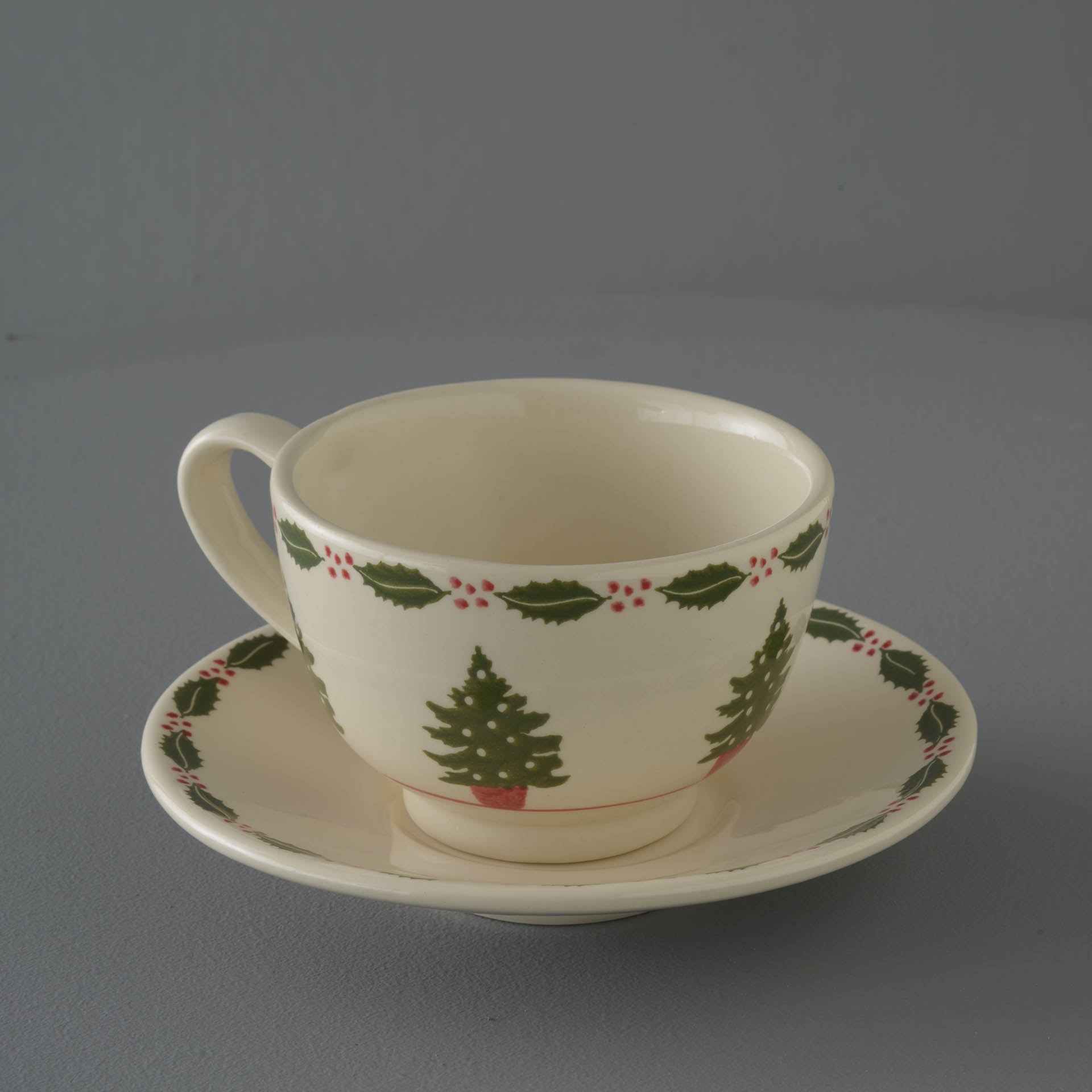 Christmas Tree Cup & Saucer - Breakfast Size