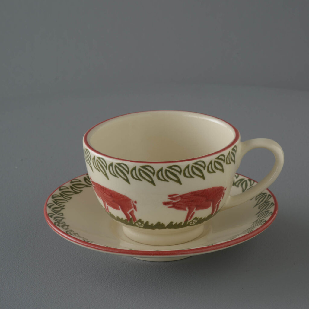 Pink Pig Cup & Saucer - Breakfast Size