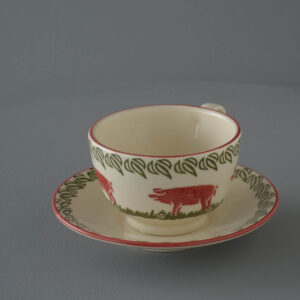 Pink Pig Cup & Saucer - Breakfast Size