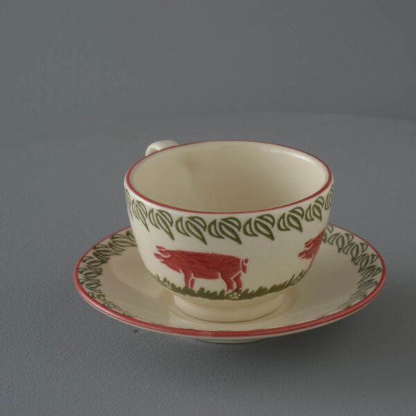 Pink Pig Cup & Saucer - Breakfast Size