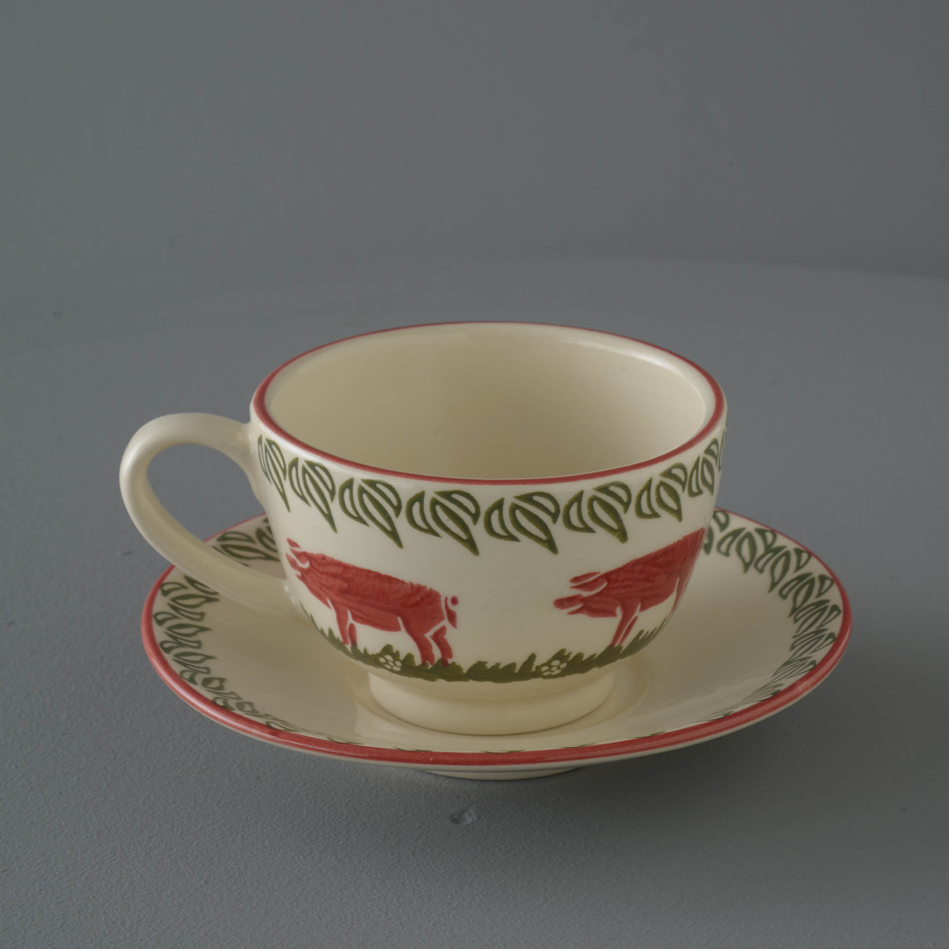 Pink Pig Cup & Saucer - Breakfast Size