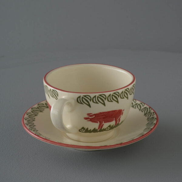 Pink Pig Cup & Saucer - Breakfast Size