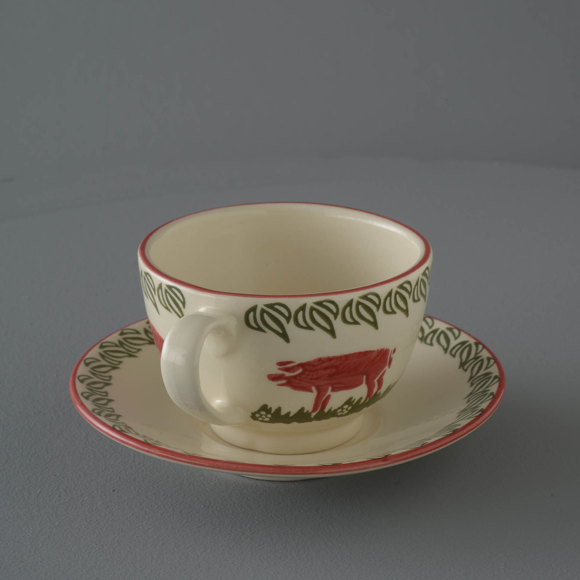 Pink Pig Cup & Saucer - Breakfast Size