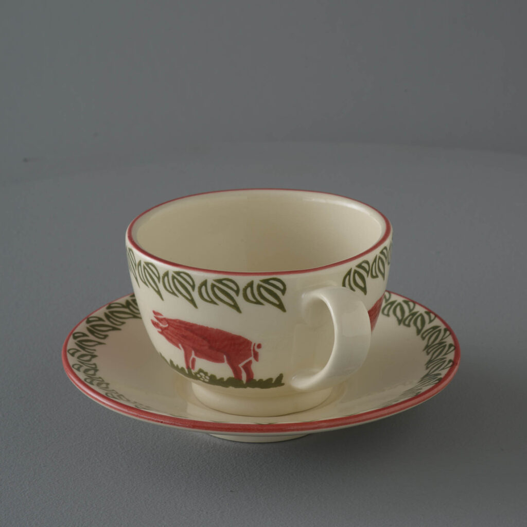 Pink Pig Cup & Saucer - Breakfast Size