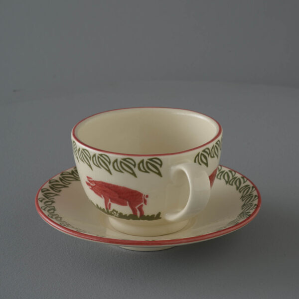 Pink Pig Cup & Saucer - Breakfast Size