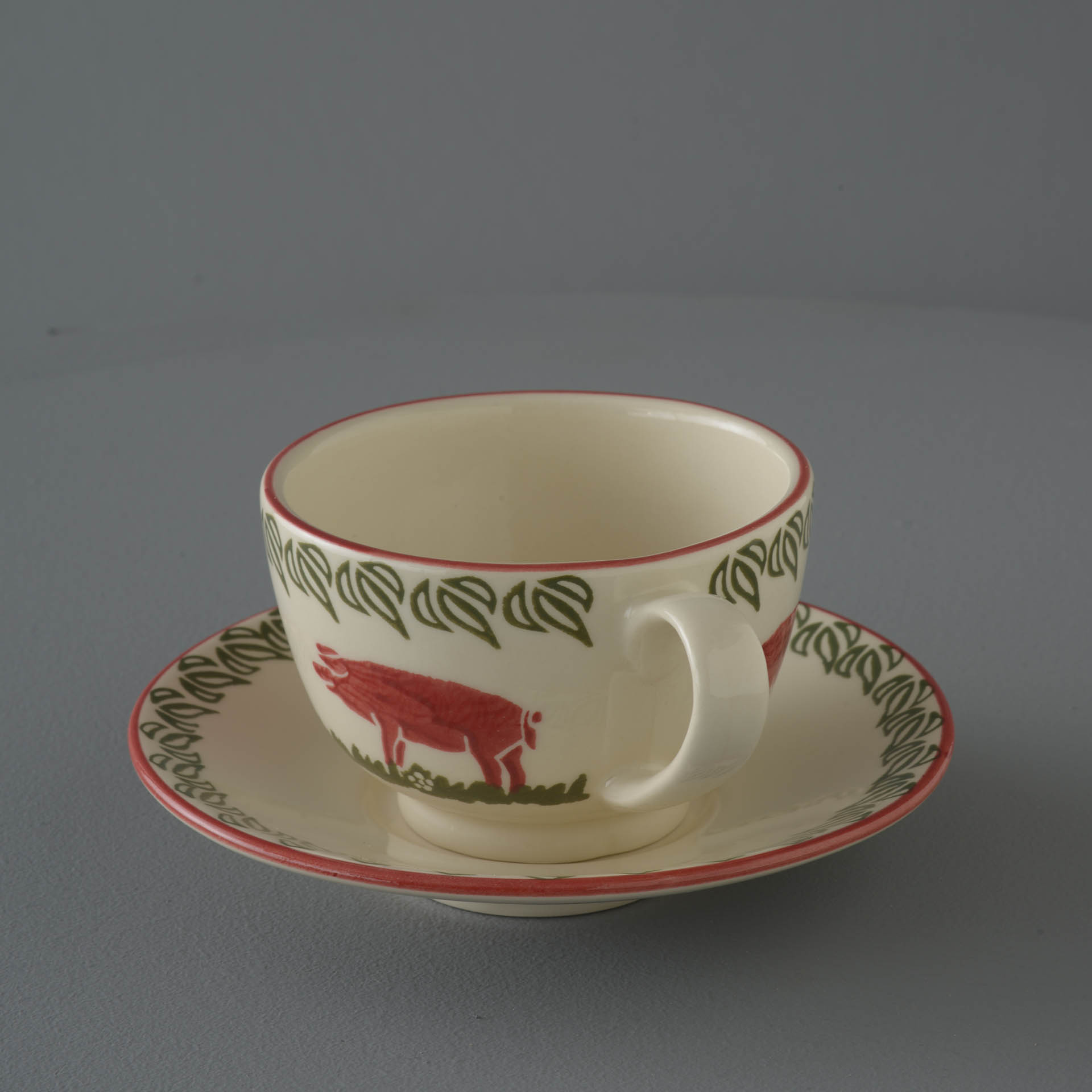 Pink Pig Cup & Saucer - Breakfast Size