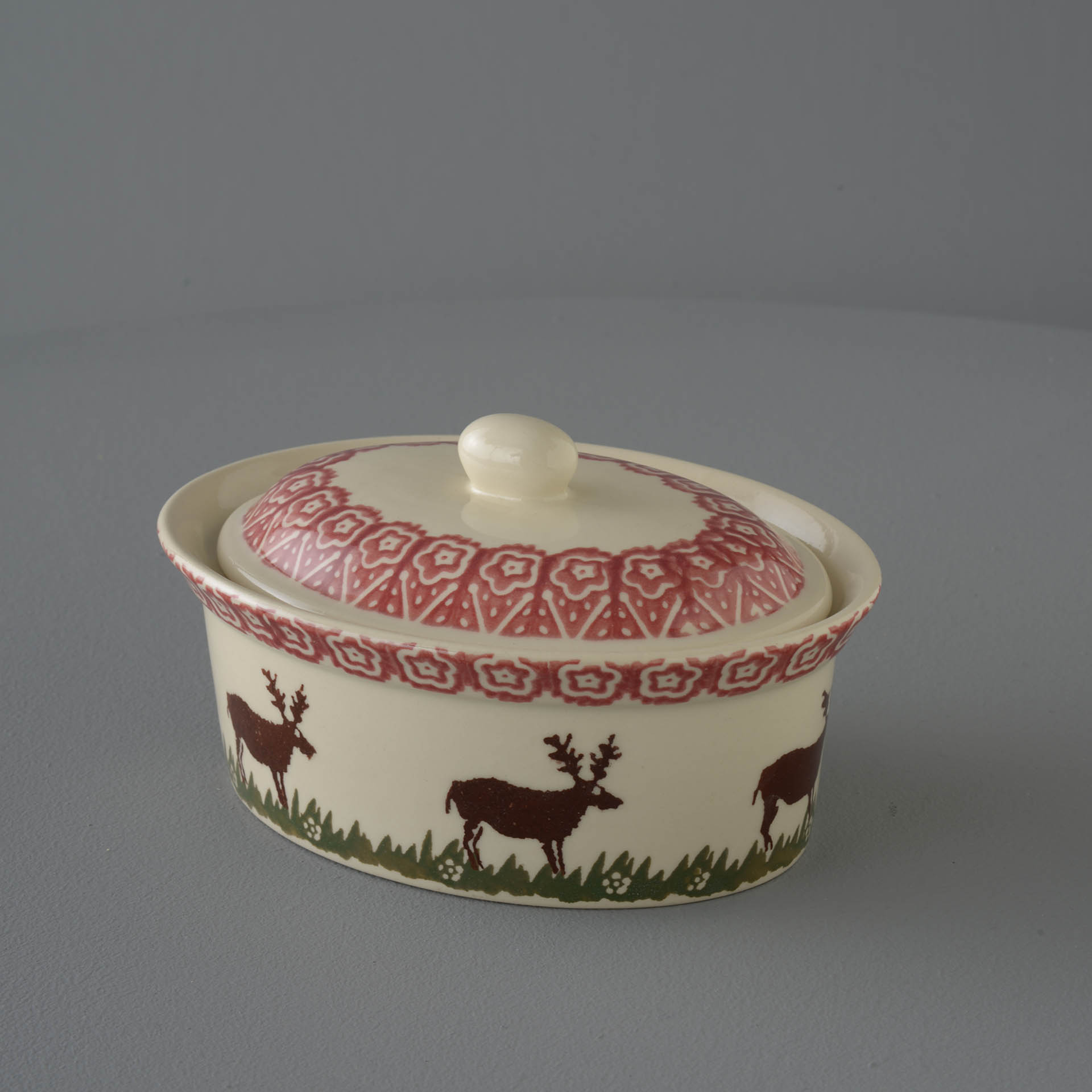 Reindeer Butter dish oval