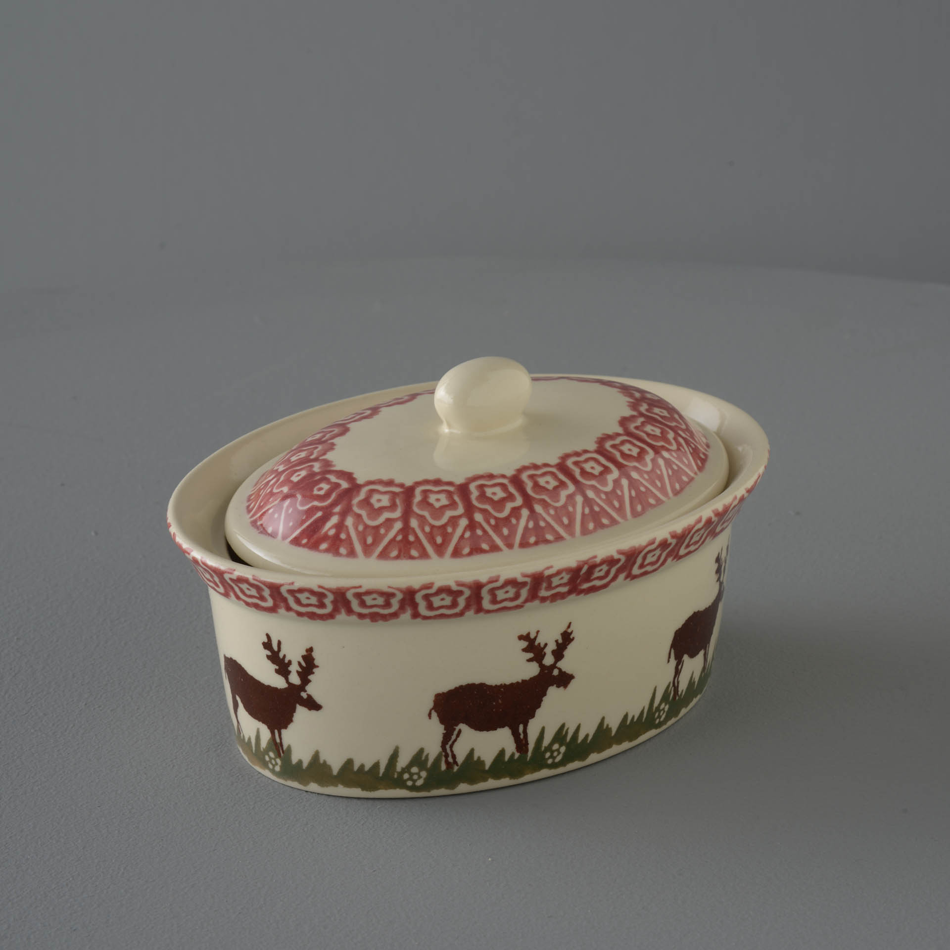 Reindeer Butter dish oval