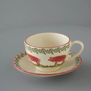 Cup & Saucer Breakfast Size Pink Pig