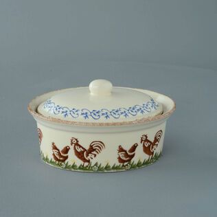 Butter dish oval Medium Cock & Hen