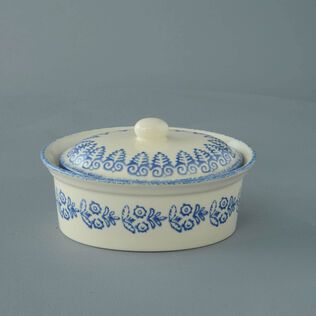 Butter dish oval Medium Lacey Blue