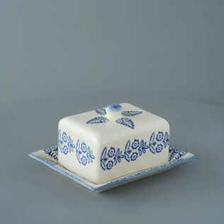 Cheese Dish Rectangular Medium Lacey Blue