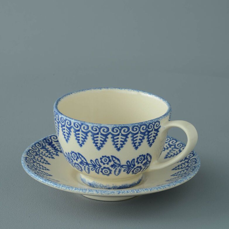 Cup & Saucer Breakfast Size Lacey Blue