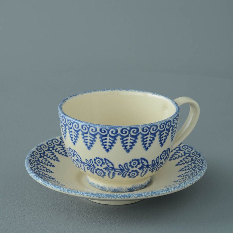 Cup & Saucer Breakfast Size Lacey Blue