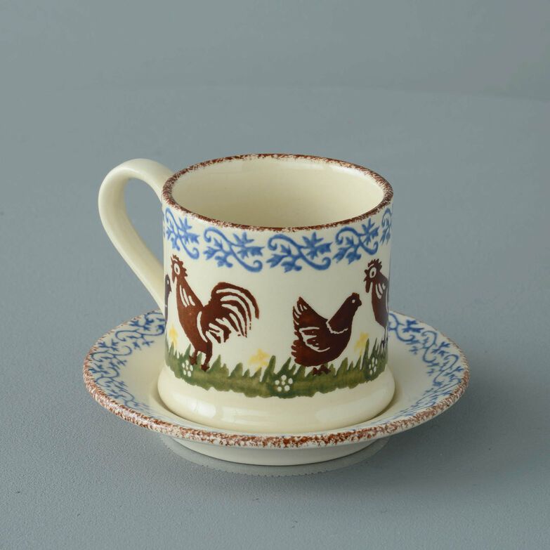 Mug & Saucer Small Cock & Hen