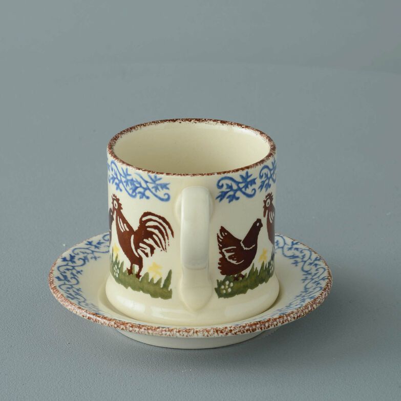 Mug & Saucer Small Cock & Hen