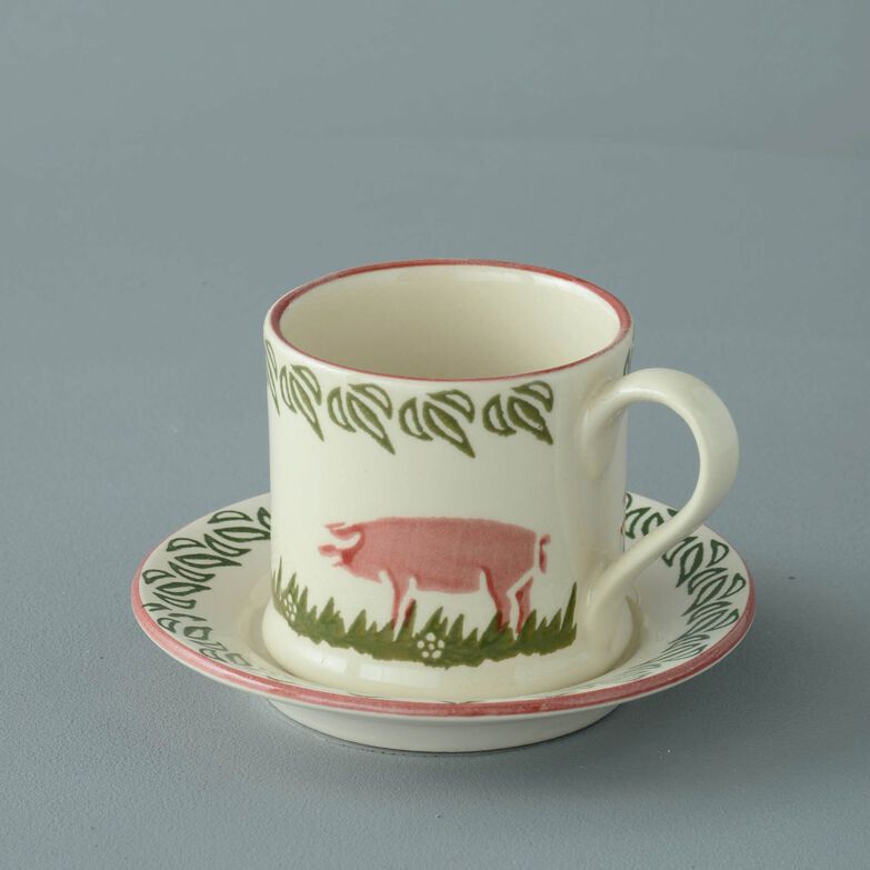 Mug & Saucer Small Pink Pig