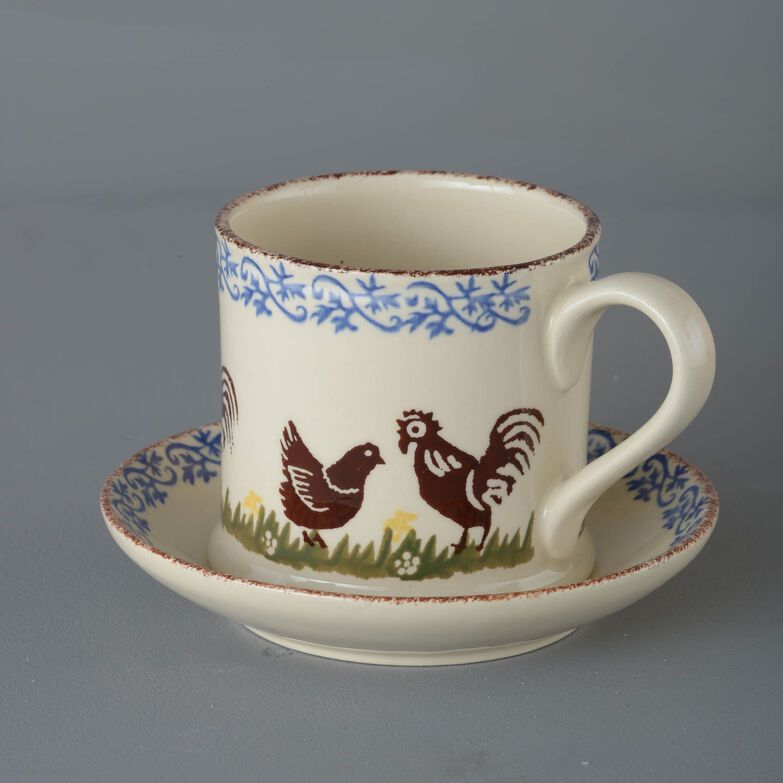 Snack Saucer & Mug Large Cock & Hen