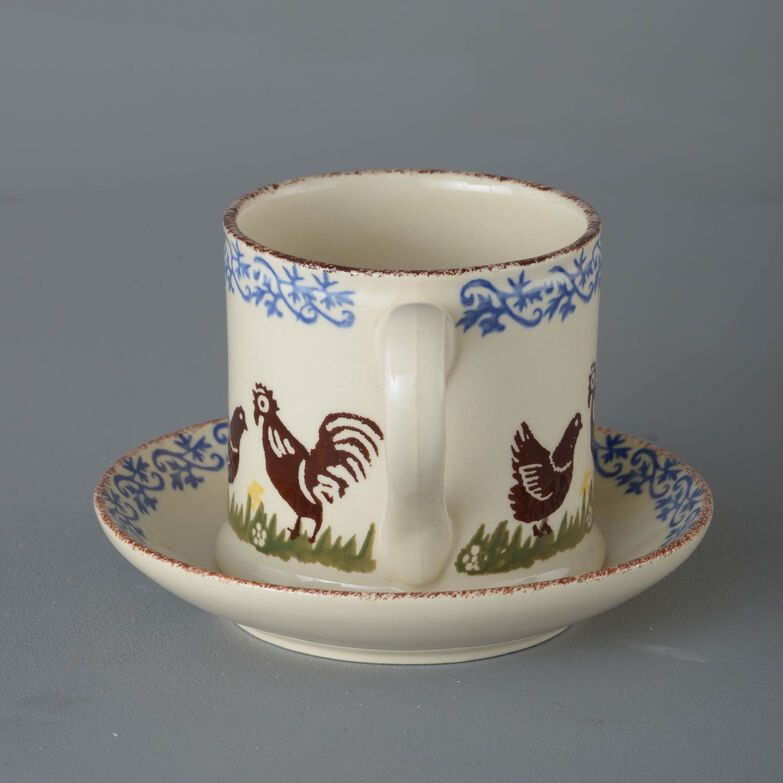 Snack Saucer & Mug Large Cock & Hen