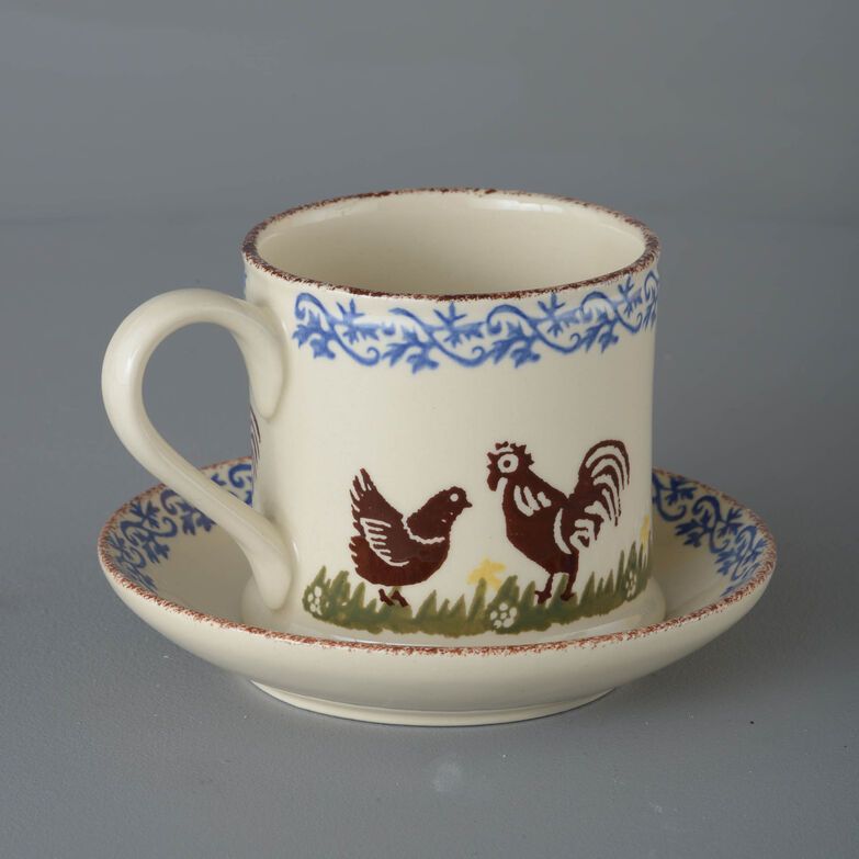 Snack Saucer & Mug Large Cock & Hen