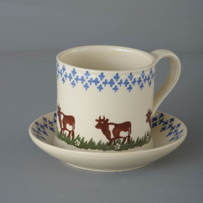 Snack Saucer & Mug Large Cow