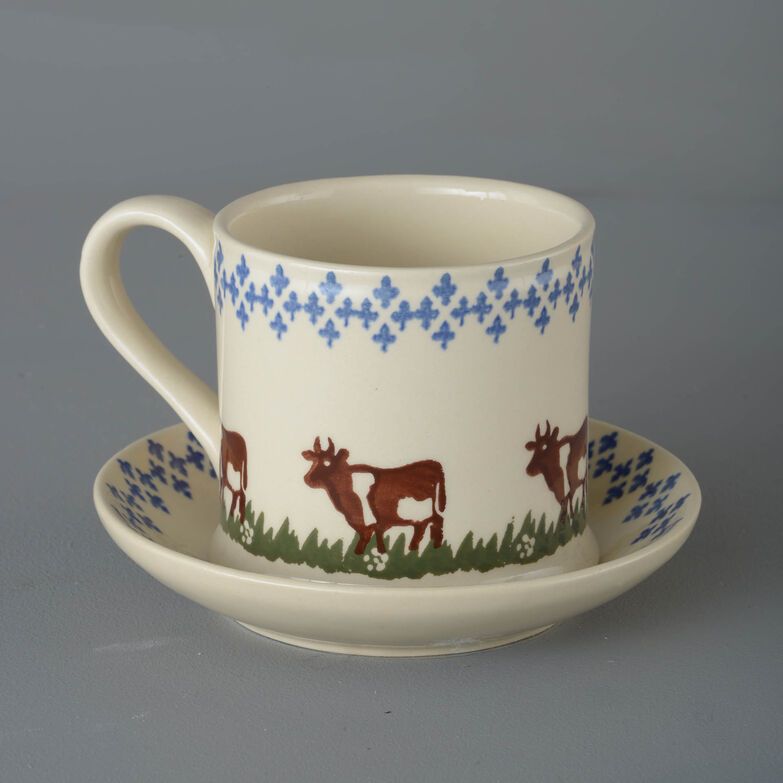 Snack Saucer & Mug Large Cow