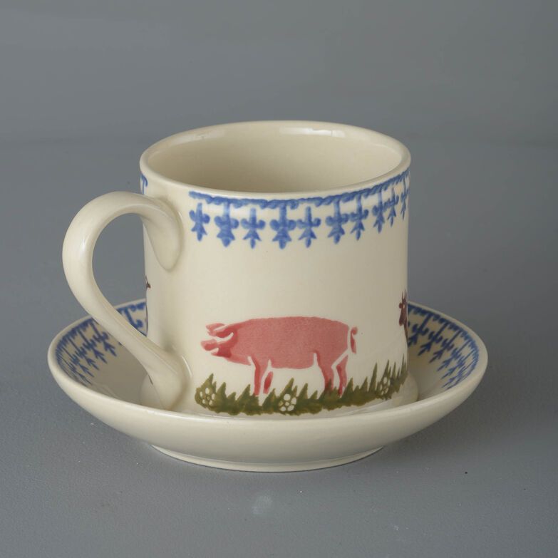 Snack Saucer & Mug Large Farm Animal