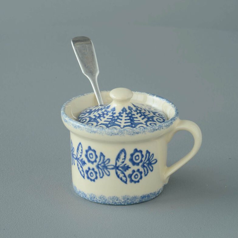 Mustard Pot Small Lacey Blue