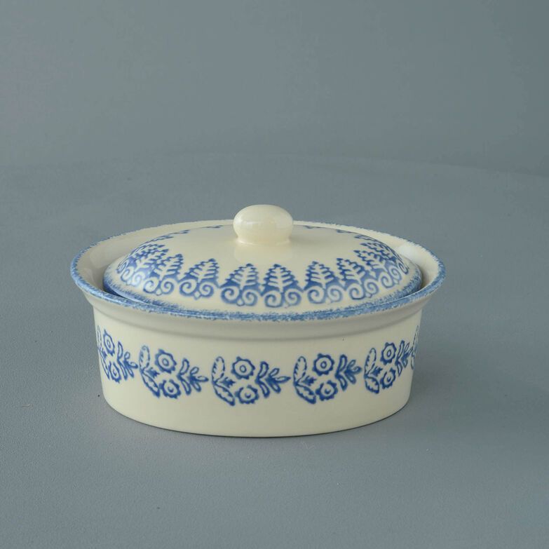 Butter dish oval Medium Lacey Blue