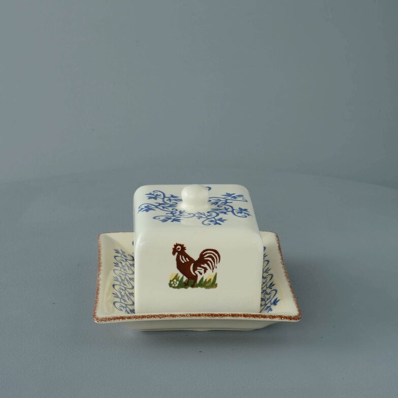 Cheese Dish Rectangular Medium Cock & Hen