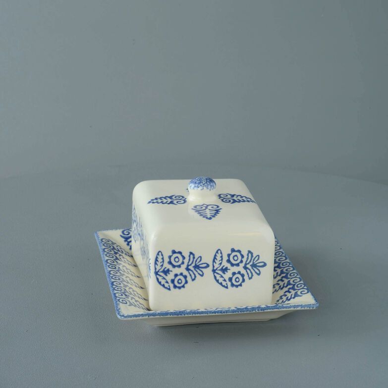 Cheese Dish Rectangular Medium Lacey Blue