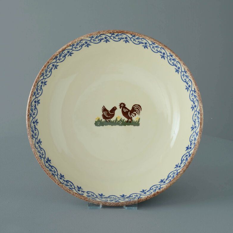 Serving Dish Round Large Cock & Hen