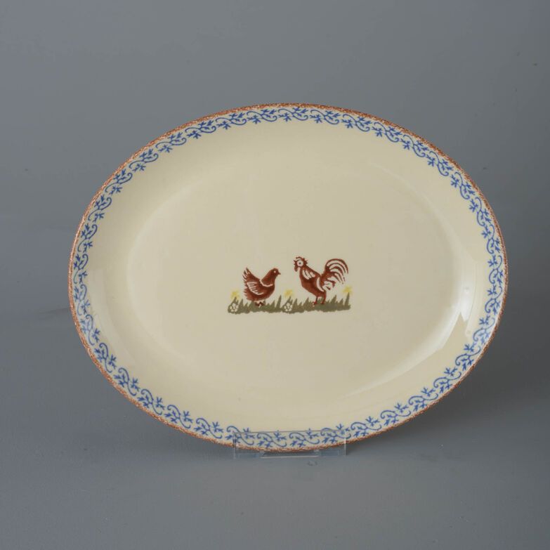 Oval Plate  Cock & Hen