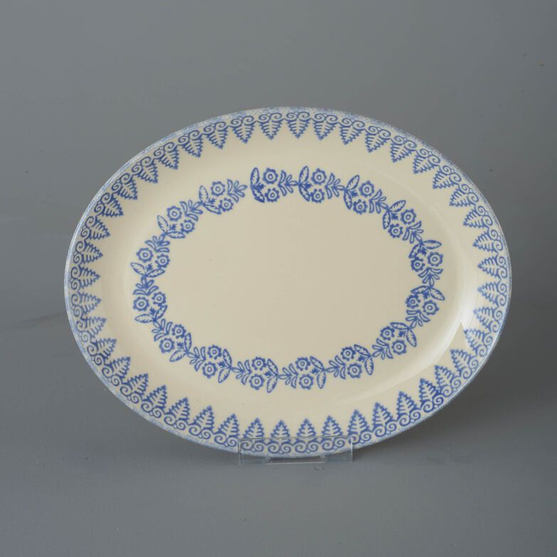 Oval Plate Large Lacey Blue