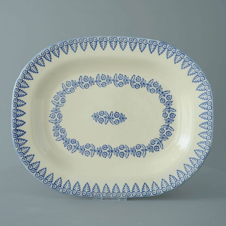 Plate Large rectangular serving Lacey Blue