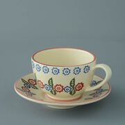 Cup & Saucer Breakfast Size Victorian Floral