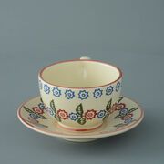 Cup & Saucer Breakfast Size Victorian Floral