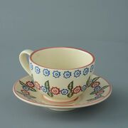 Cup & Saucer Breakfast Size Victorian Floral