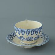 Cup & Saucer Breakfast Size Lacey Blue