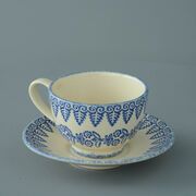 Cup & Saucer Breakfast Size Lacey Blue