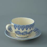 Cup & Saucer Breakfast Size Lacey Blue