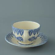 Cup & Saucer Breakfast Size Lacey Blue