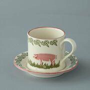 Mug & Saucer Small Pink Pig