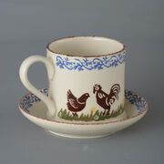 Snack Saucer & Mug Large Cock & Hen