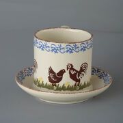 Snack Saucer & Mug Large Cock & Hen