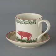 Snack Saucer & Mug Large Pink Pig