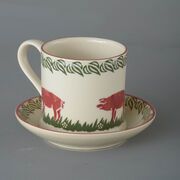 Snack Saucer & Mug Large Pink Pig